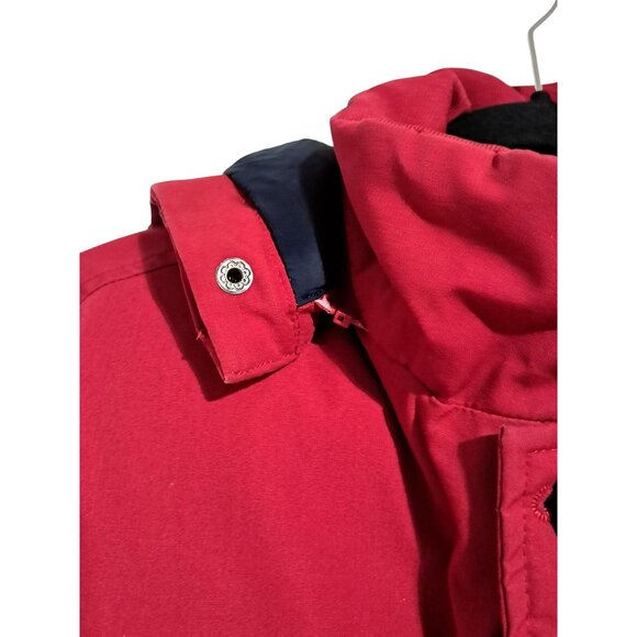 Tommy Hilfiger Mens Red Hooded Bomber Jacket Size S Quilted Insulated Water-Resi - Picture 14 of 16